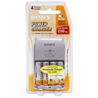 KIT CARGADOR DE BATERIAS SONY TIPO AA INCLUYE 4 BATERIAS RECARGABLES AA