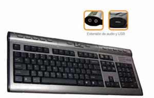 TECLADO MULTIMEDIA USB, COB EXTENSION DE USB Y AUDIO
