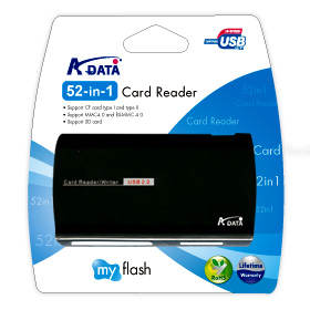 Lector de tarjetas 52 en 1 de Adata en su estuche
