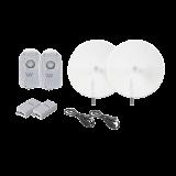 Kit de 2 radios B5X con antenasTXPD34B5X de (34 dBi), rango de frecuencia extendida (4.9 a 6.4 GHz),  incluye inyector POE, cable de alimentación y  para alineación, distancia de hasta 40 km B5XTXPD34KIT
