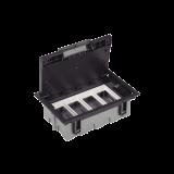 Caja Para Instalación en Piso Falso para Voz, Datos o Contactos Eléctricos / Capacidad para 4 Módulos / Espacio Embellecedor en la Tapa / Profundidad Ajustable de 90 a 120 mm / Los Módulos se Adquieren Aparte / (SF410/14CY) SM-CPF-4