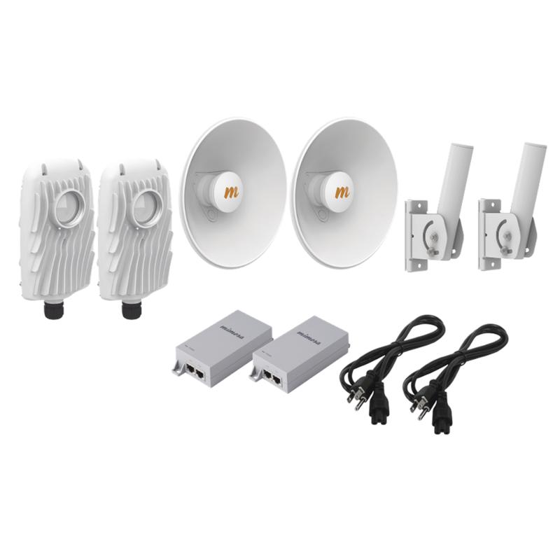 Kit de 2 radios B5X con kit de antenas de (25 dBi), rango de frecuencia extendida (4.9 a 6.4 GHz),