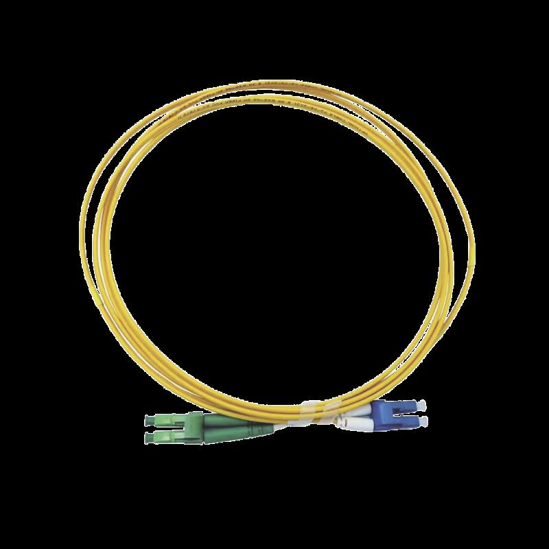 Jumper de Fibra Óptica Monomodo 9/125 LC/UPC-LC/APC, OFNR (Riser), 2.0 mm, Dúplex, amarillo, 3 met