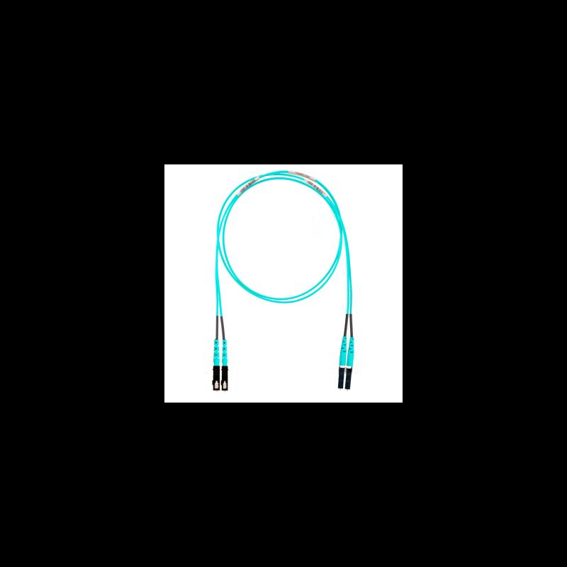 Jumper de Fibra Optica Multimodo 50/125 OM4, LC-SC Duplex, OFNR (Riser), Color Aqua, 5 Metros FZ2ERL