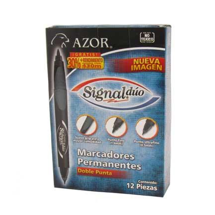 MARCADOR PERM. SIGNAL DUO PUNTO FINO Y ULTRAFINO NEGRO C/12 3300NE