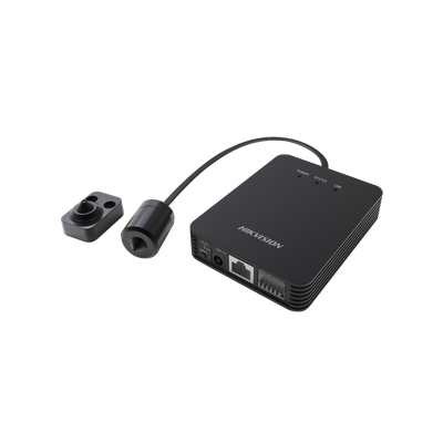 Pinhole IP 2 Megapixel / Ideal para Cajeros Automáticos / Lente 3.7 mm / WDR 120dB / HLC / Defog / PoE / MicroSD / 2 metros cable DS-2CD6424FWD-20/2M