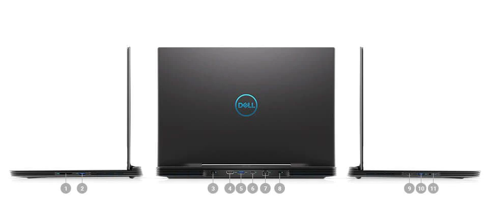 Laptop para juegos Dell G7 17: puertos y ranuras