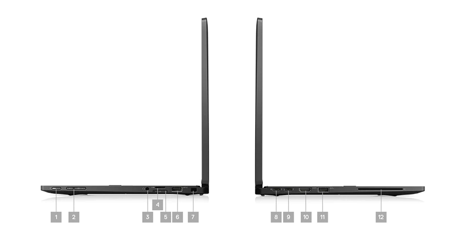 Laptop Latitude 13 7390 2-in-1: Puertos y ranuras