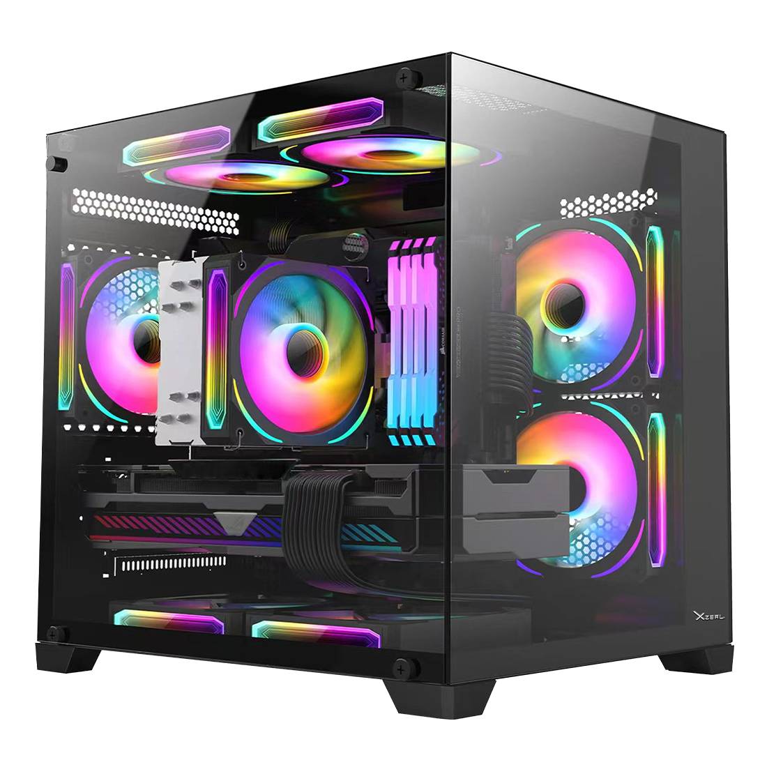 Case Sharkoon VS4-V Nero - Tower ATX Con 2 USB 3.0, Ventole E Gestione Cavi Per Gaming - Foto 4