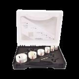 Kit de broca sierras (3/4 - 2 1/4 in) incluye 6 piezas de broca sierras, 2 adaptadores y resorte de expulsión. D-21870