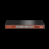 Switch PoE (802.3af/at) no administrable de largo alcance, hasta 250m, con 24 x 10/100Mbps + 2 x SFP Gigabit Combo, 250 W WI-PS526G