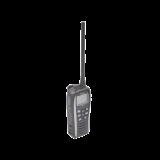 Radio portátil marino color gris metalico, Rx: 156.050-163.275MHz Tx: 156.025-157.425MHz, 550mW de salida de audio, IPX7 sumergible, flotante, incluye batería de 1500mAh, cargador, antena clip y correa de mano IC-M25G