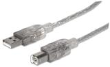 Cable USB tipo B MANHATTAN - 3 m, USB A, USB B, Macho/Macho