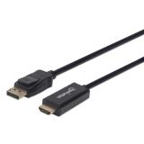 153201 Cable DisplayPort a HDMI 4k - Conector Macho DP a HDMI Macho, Longitud 1.8 m, Color negro.