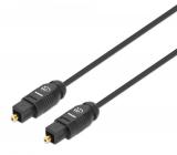 356077 Cable de audio digital óptico Toslink - M-M, Longitud 2m, contactos dorados, Color negro.