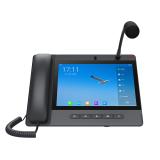Teléfono IP Android 9.0 Empresarial para voceo 20 líneas SIP, pantalla táctil, Wi-Fi y Bluetooth, PoE, Voceo/ Musica por Multicast, puertos Gigabit, soporta recepción de video. A320I