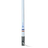 Antena marina VHF en fibra de vidrio con base de acero inoxidable en rango de 156 a 163 MHz. Incluye 4.5 metros de cable y conector PL-259 macho. TX5101SYS/10M