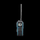 Radio portátil marino color azul metálico, 5 W de potencia RF, 0.5 W de salida de audio, flotante, sumergible IPX7, Tx: 156.025-157.425MHz, Rx: 156.050-163.275MHz , incluye batería de 1500mAh, cargador, antena clip y correa de mano IC-M25EVOA