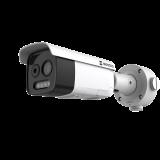 Bala IP Dual / Térmica 9.7 mm (160 x 120) / Óptico 8 mm (4 Megapixel) / Detección de Personas 285 Mts / 40 mts IR / Exterior IP67 / PoE / Termométrica / Detección de Temperatura (Fuego) / Sirena y Luz / Micro SD 32 GB In HM-TD2618-10/G0/T1A