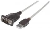 Convertidor USB a Serial MANHATTAN 151856 - 0, 45 m, Negro, USB, DB9, Macho/Macho
