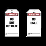Paquete de 25 Etiquetas de Seguridad, Con Texto \"Peligro, No Usar\", de 76 x 146 mm, Color Negro Sobre Blanco PVT-161-Q-S