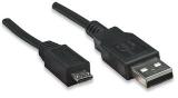 Manhattan Cable USB A Macho - Micro USB B Macho, 50cm, Negro