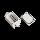 Caja de Conexión Exterior con Conexión Lateral para 4 Líneas (doble tornillo). Incluye Glándulas. PST-TJ-4P