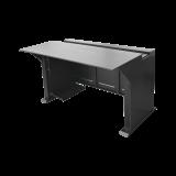 Estación Mobiliaria Profesional de Monitoreo y Control para: Videovigilancia, Acceso, Alarmas, etc., Metal Negro y Madera Tono Oscuro EM-S02