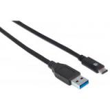 CABLE USB 3.1, GEN 2, A MACHO/ C MACHO, 10 GBPS, 1 M, NEGRO MANHATTAN 353373