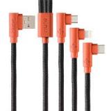 CABLE 3 EN 1 MICROUSB/TIPO C/LIGHTNING HUNE HIEDRA SUSTENTABLE TRENZADO 90ª 1.2M COMPATIBLE CON IPHONE (CORTEZA) AT-ACC-CA-319COR