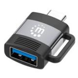 ADAPTADOR MANHATTAN ,USB-C A USB-A V3.2 USB 3.2 GEN 1 TIPO-C MACHO A TIPO-A HEMBRA, 5 GBPS, 3 A, ALUMINIO, NEGRO/GRIS ESPACIAL 356312