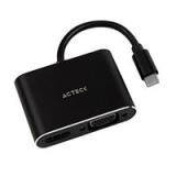 ADAPTADOR USB C A HDMI + VGA / SHIFT PLUS AV420 ACTECK / 4K / MACHO A HEMBRA/HEMBRA / NEGRO / AC-934657 AC-934657