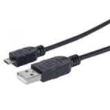 Manhattan Cable USB A Macho - Micro USB B Macho, 50cm, Negro