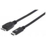 CABLE MANHATTAN USB 3.1 TIPO C / MACHO MICRO B DE 1 M 3AMP COLOR NEGRO 353397