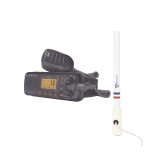 Kit de radio Marino Uniden UM385BK, más antena marina de fibra de vidrio TX-5206-SYS y soporte para antena 4186 UM-385BK/KIT5206