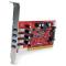 StarTech.com Tarjeta Adaptador PCI USB 3.0 SuperSpeed de 4 puertos con Conector LP4 SATA - Hub Conce