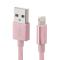 Cable USB A a LIGHTNING - color rosa. 1 metro de largo. Alta resistencia de materiales y carga rápi
