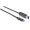CABLE USB 3.1, GEN 1, C MACHO/ SUPERSPEED B MACHO, 5 GBPS, 2 M, NEGRO MANHATTAN 354998