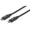 CABLE MANHATTAN USB-C V3.1, C-C 1.0M NEGRO 10GBPS 5A  355223