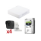 Kit IP 4 Canales 720P / 4 Camaras 1MP / 1 NVR 4 Cánales + 4 Puertos PoE / 1 HDD de 1TB / Hik-Connect P2P / Solo falta agregar cable UTP IPK4C