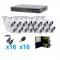 Sistema TurboHD 1080P, 16 B8TURBOXW(Bullet exterior 2.8mm gran angular), transceptores, conectores y fuente de poder profesional TURBOBXW16