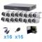 Sistema TURBOHD 1080P de 16 canales compatible con P2P. Incluye 16 HRB900W (Bullet interior / exterior 3.6mm color blanco), Transceptores, adaptadores de voltaje y Fuente de Poder Profesional TURBOHRBW16