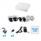 Sistema Legend TurboHD 720P de 4 canales compatible con P2P, incluye 2 LD7TURBOW (Domo interior 2.8mm), 2 LB7TURBOW (Bullet interior / exterior 3.6mm), transceptores, adaptadores de voltaje y fuente de poder profesional TURBOXSD74