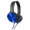 AUDIFONO TIPO DIADEMA SONY ZX-450, MANOS LIBRES, COLOR AZUL CON NEGRO, PLEGABLES CON OREJERAS GIRATORIAS Y CARCASA DE ALUMINIO MDR-ZX450/BL