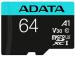 Micro Secure Digital Premier A2  ADATA UHS-I 64GB - 64 GB, Negro, UHS-I Class 10