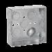 Caja Cuadrada Galvanizada  de 4\", profundidad de 1- 1/2\". Tiene 10 Perforaciones de 1/2\" y 6 Tko.