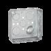 Caja Cuadrada Galvanizada  de 4 x 4\", profundidad de 1- 1/2\". Cuenta con 11 Entradas de 1/2\" y 6 