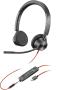 POLY Auriculares estéreo Blackwire 3325 + conector de 3,5 mm + adaptador USB-C/A