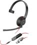 POLY Auriculares monoaurales USB-C Blackwire 5210 + conector de 3,5 mm + adaptador USB-C/A