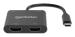 Manhattan Adaptador multipuerto con USB tipo C macho a dos puertos HDMI (hasta 4K@60Hz), USB-A (480 
